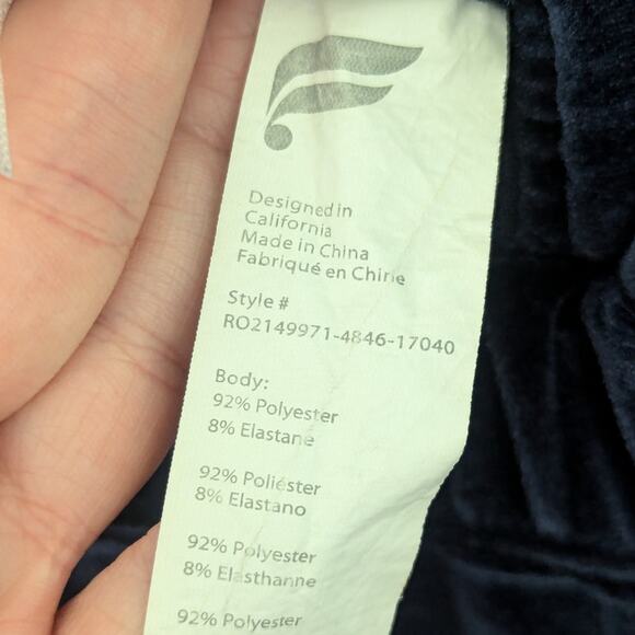 Fabletics Velour Zip Up Wide Leg Onesie Jumpsuit Navy Blue Velvet Womens Medium - Picture 5 of 6